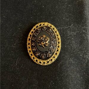 Vintage Black and Gold Glass Cameo Pin or Pendant